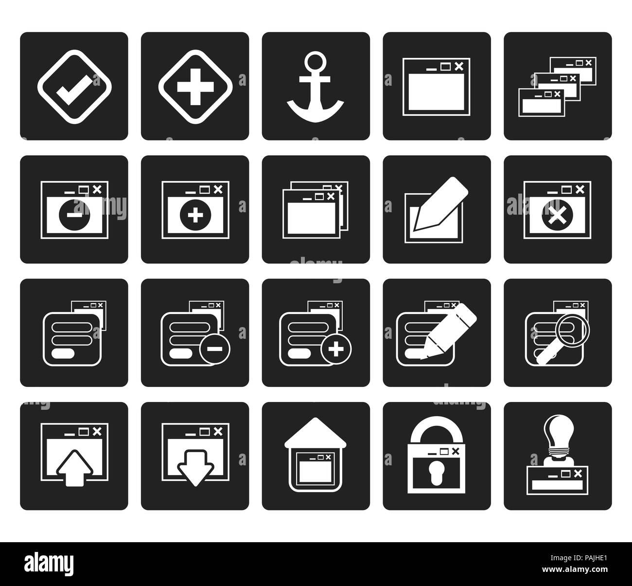 Application noir, programmation, serveur et l'ordinateur icônes - vector Icon Set 1 Illustration de Vecteur