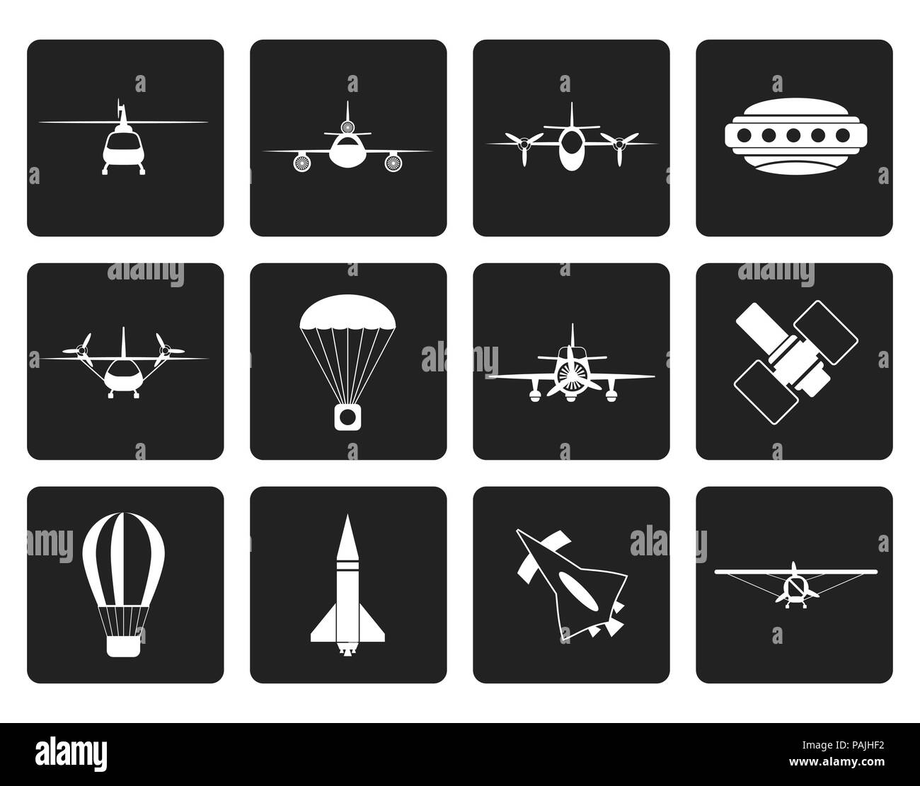 Les différents types d'aéronefs noir Illustrations et icônes - Vector icon set 2 Illustration de Vecteur