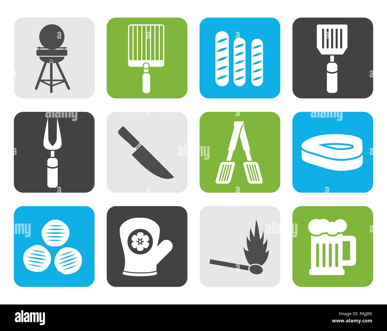 Télévision pique-nique, barbecue et grill icônes - vector icon set Illustration de Vecteur