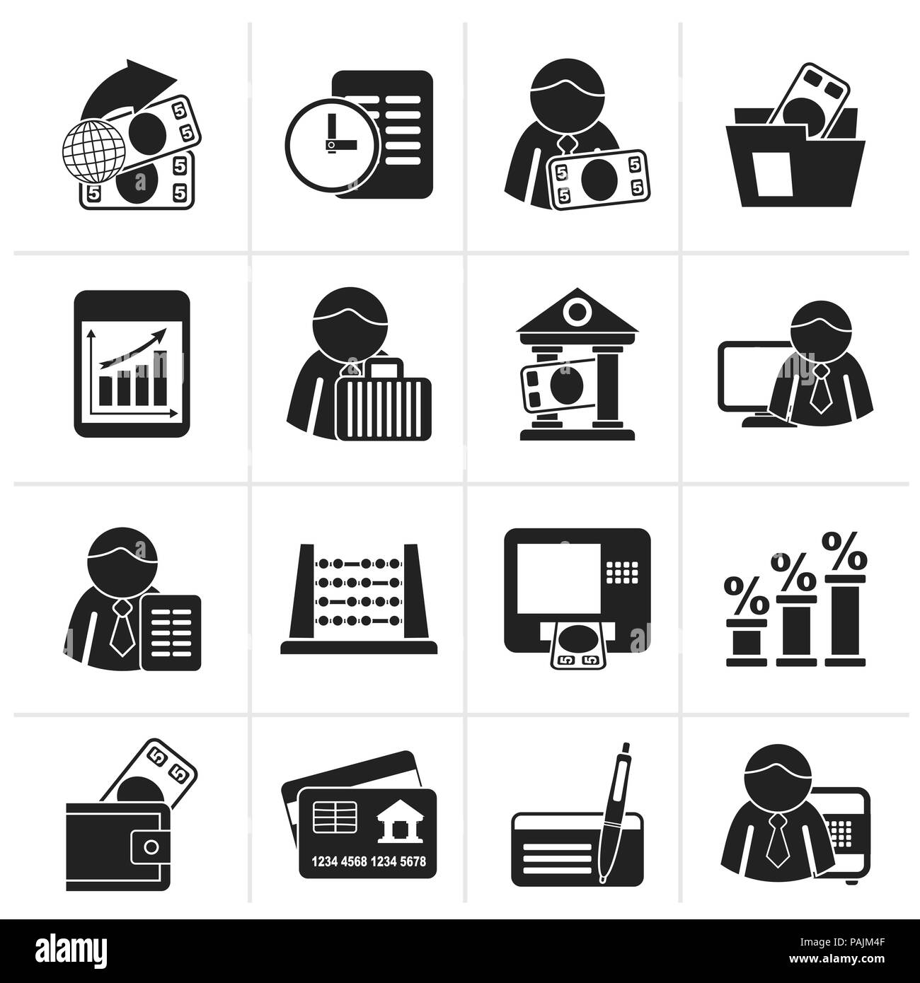 Banque et finances Icônes noires - Vector Icon Set Illustration de Vecteur