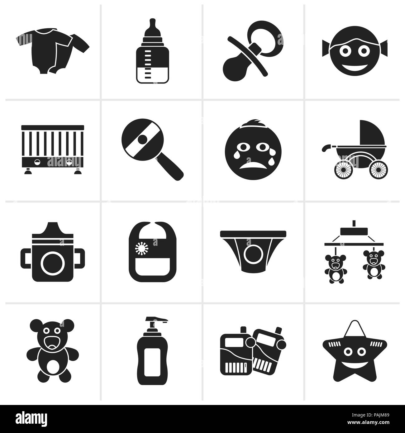 Bebe Noir Les Enfants Et Les Jouets Icones Vector Icon Set Image Vectorielle Stock Alamy