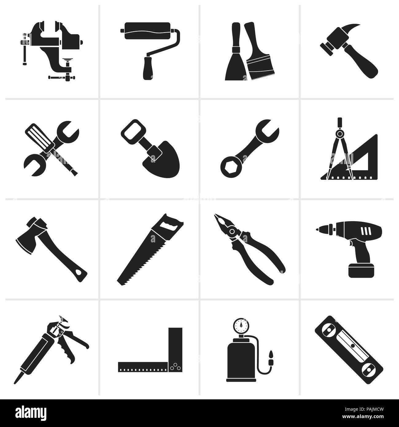 Bâtiment et travaux de construction noir icônes d'outils - vector icon set  Image Vectorielle Stock - Alamy