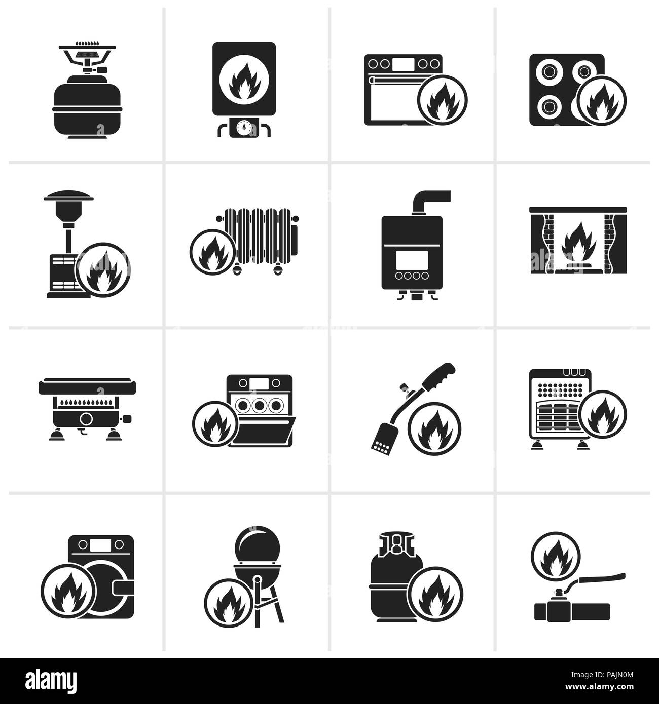 Les appareils à gaz domestique noir icônes - vector icon set Illustration de Vecteur