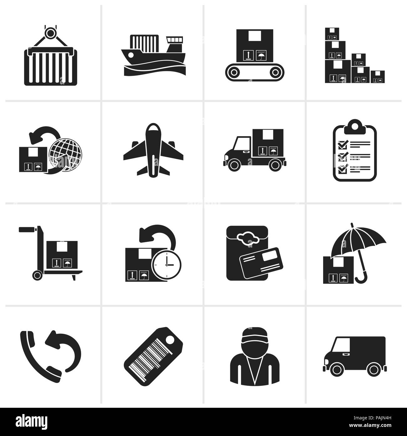 Cargo noir, d'expédition et de livraison - icônes vector icon set Illustration de Vecteur