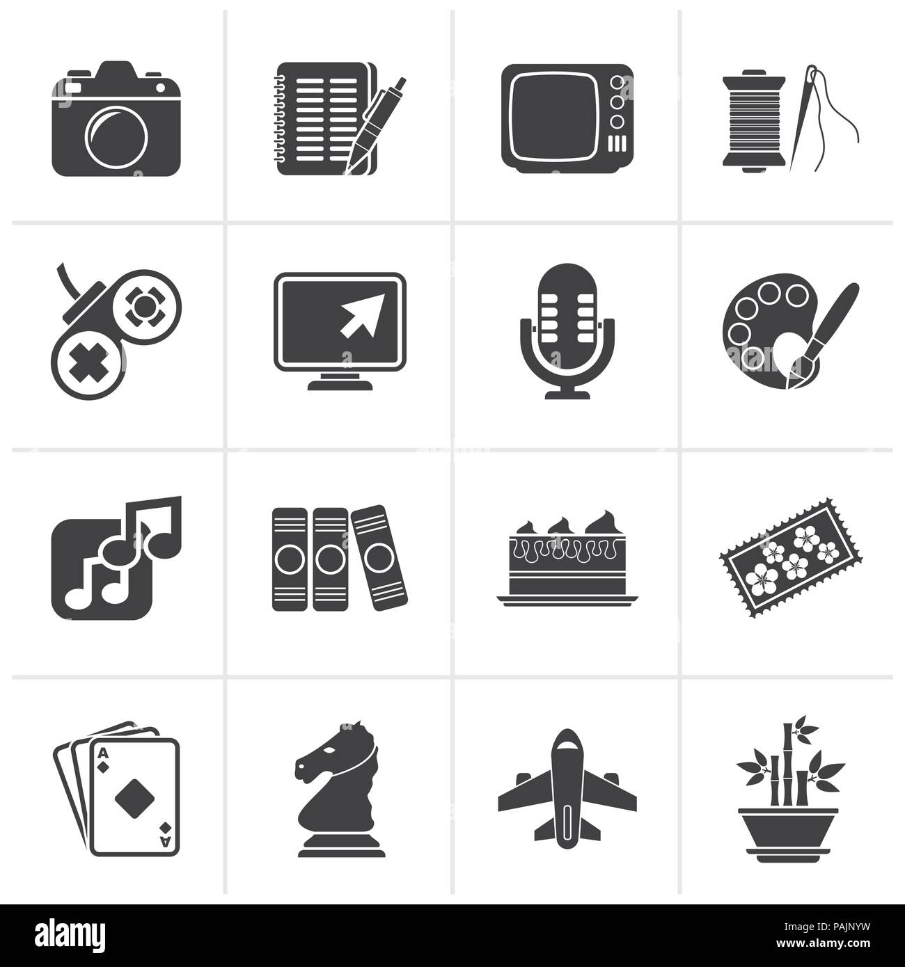 Passe-temps et loisirs noir Icônes - vector icon set Illustration de Vecteur