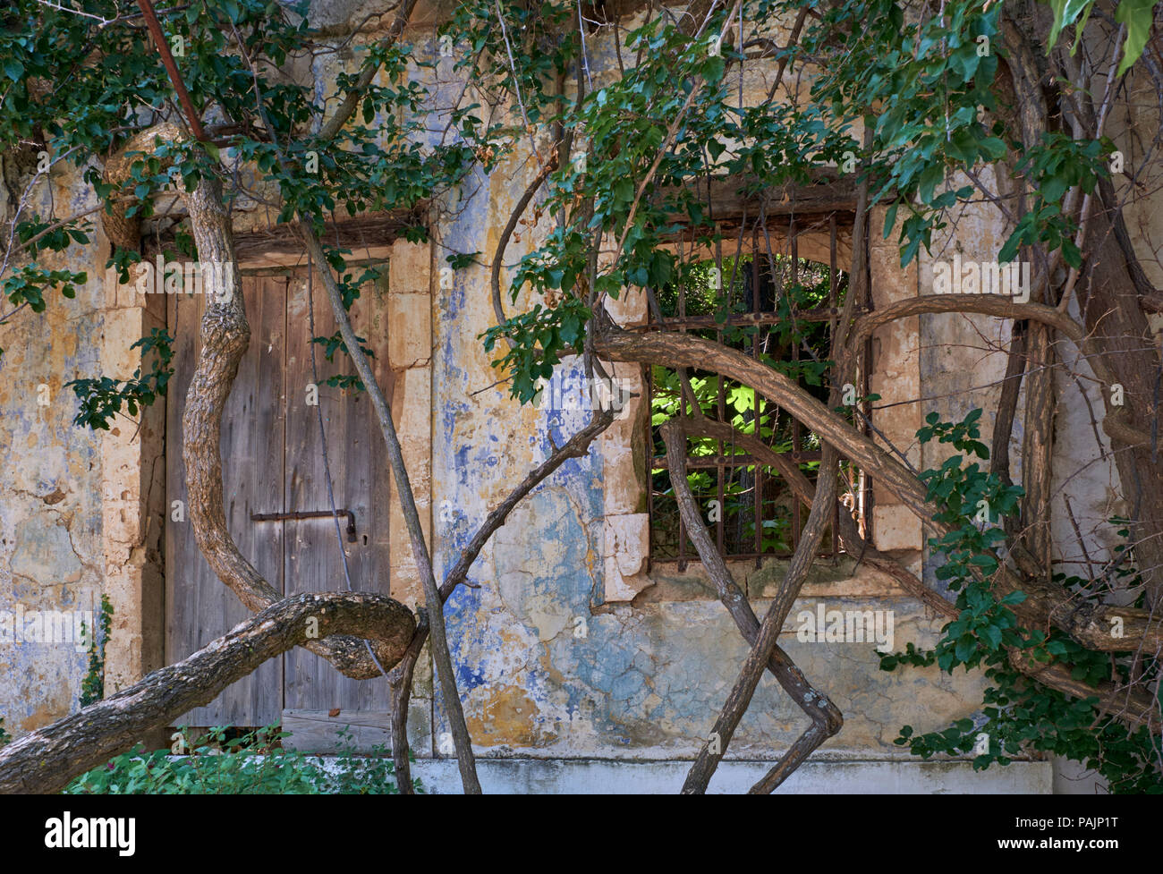 Vieux bâtiment endommagé, séisme à Assos. Céphalonie, îles Ioniennes, Grèce. Banque D'Images