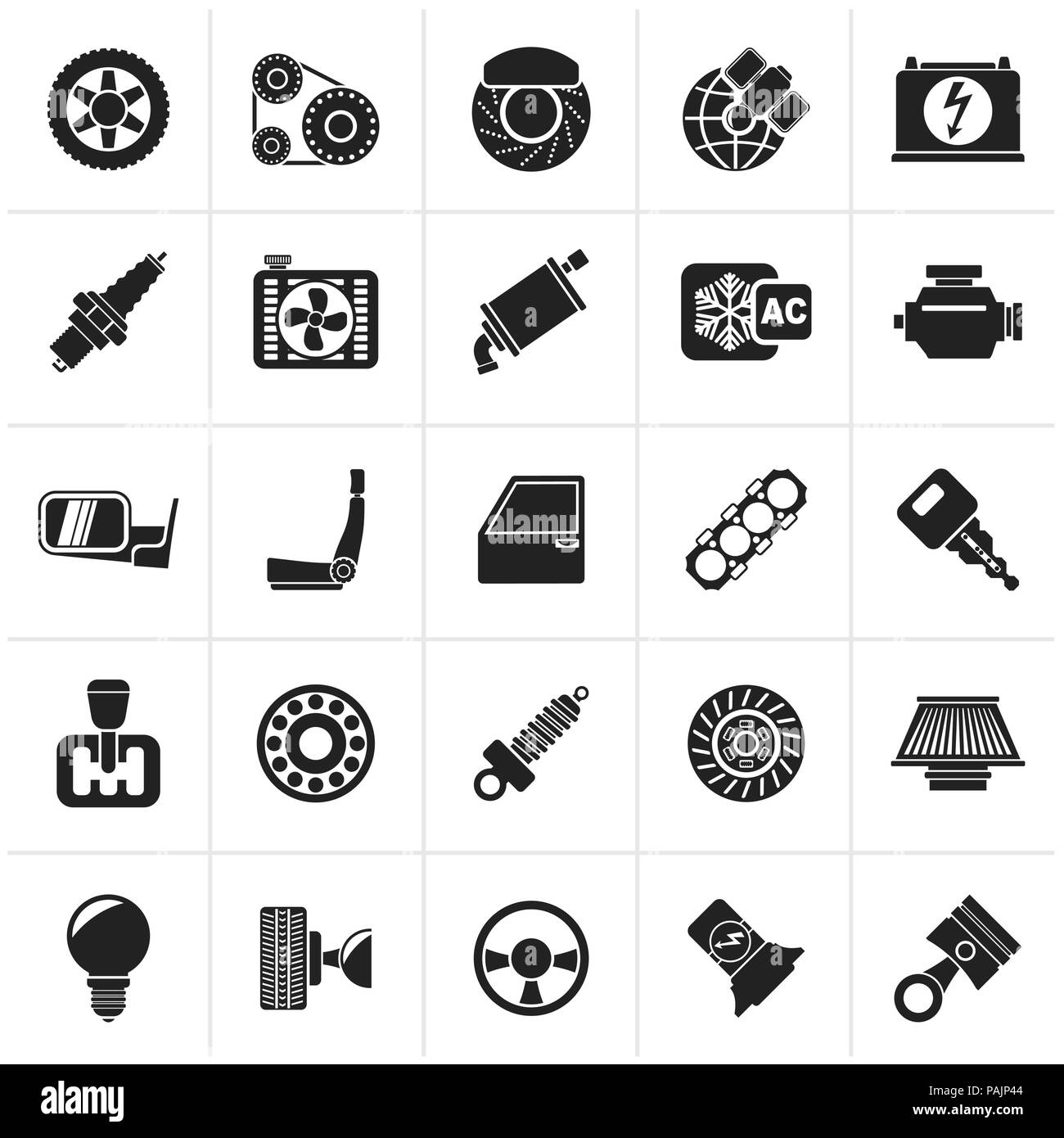 Black car les pièces et services icons - vector icon set Illustration de Vecteur