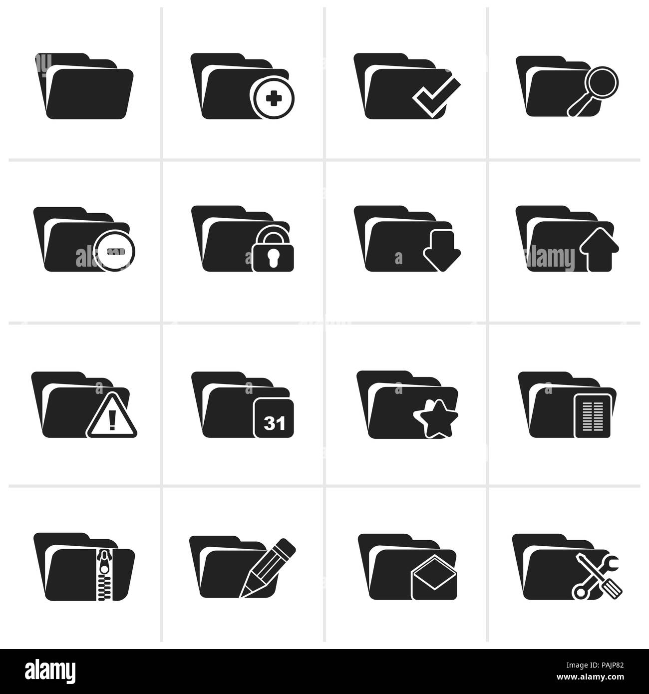 Différents types de noir des icônes de dossier - vector icon set Illustration de Vecteur