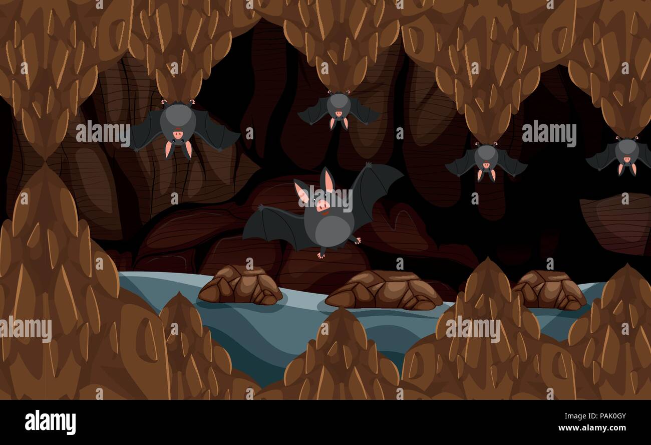 Grotte des chauves-souris Undergrounf avec illustration Illustration de Vecteur