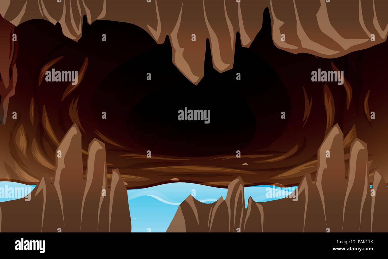 Grotte avec de l'eau illustration Illustration de Vecteur