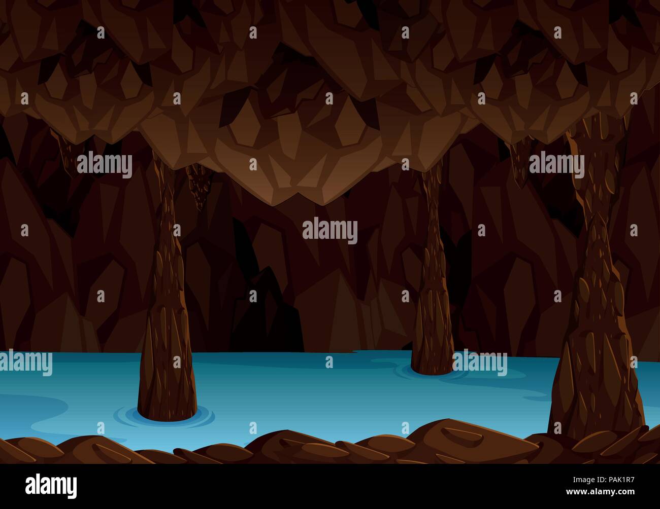 Grotte avec illustration de la rivière Illustration de Vecteur