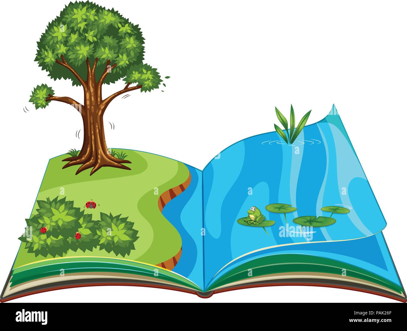 Livre pop up avec une scène de la nature illustration Illustration de Vecteur