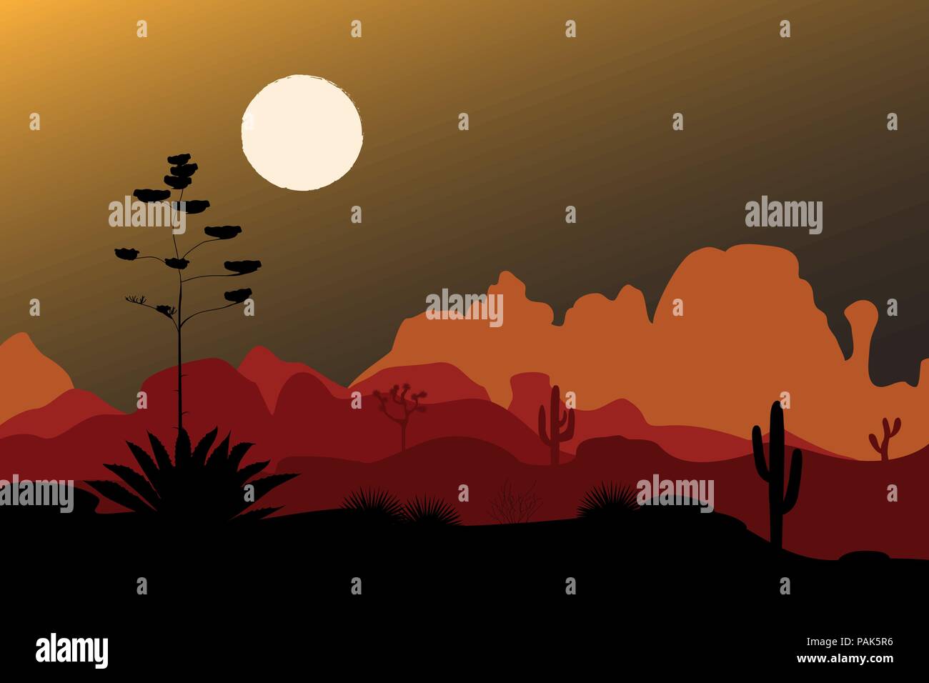 Agave bleu nuit silhouette en désert. Illustration de Vecteur Agave bleu nuit silhouette en désert. Illustration de Vecteur