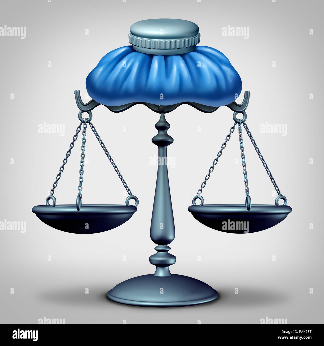 Tête juridique et de droit le stress comme une échelle de la justice portant un sac de glace qu'un rendu 3D. Banque D'Images