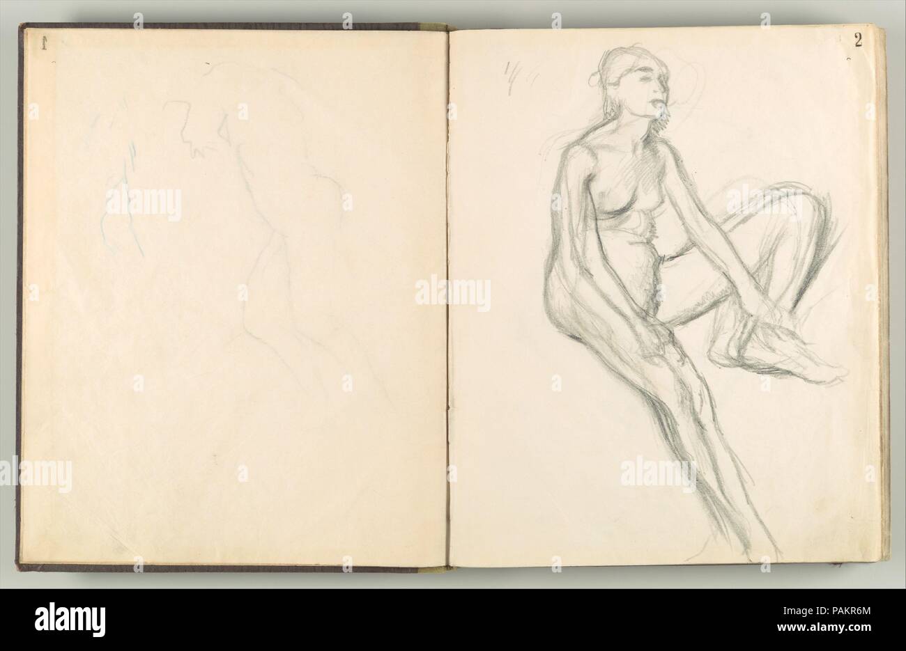 Album de quarante-cinq études de figures. Fiche Technique : Dimensions : 10 x 9/16 po 8 5/8 po. (24.99cm x 26,8). Rapporteur pour avis : Edgar Degas (français, Paris 1834-1917 Paris). Date : ca. 1882-85. Musée : Metropolitan Museum of Art, New York, USA. Banque D'Images