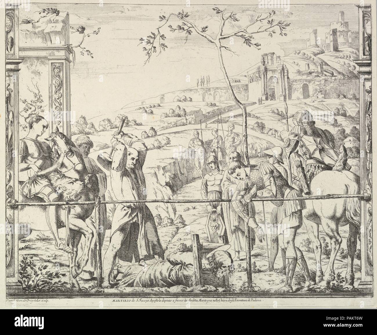 Le Martyre de Saint James. Artiste : Giovanni David (Italien, Cabella Ligure Gênes 1749-1790) ; conçu par l'école d'Andrea Mantegna (Italien, Isola di Carturo 1430/31-1506 Mantoue). Fiche technique : Dimensions : 12 x 15 13/16 9/16 in. (32,5 x 39,5 cm) boîte à platemark. Date : 1776. Musée : Metropolitan Museum of Art, New York, USA. Banque D'Images Le Martyre de Saint James. Artiste : Giovanni David (Italien, Cabella Ligure Gênes 1749-1790) ; conçu par l'école d'Andrea Mantegna (Italien, Isola di Carturo 1430/31-1506 Mantoue). Fiche technique : Dimensions : 12 x 15 13/16 9/16 in. (32,5 x 39,5 cm) boîte à platemark. Date : 1776. Musée : Metropolitan Museum of Art, New York, USA. Banque D'Images