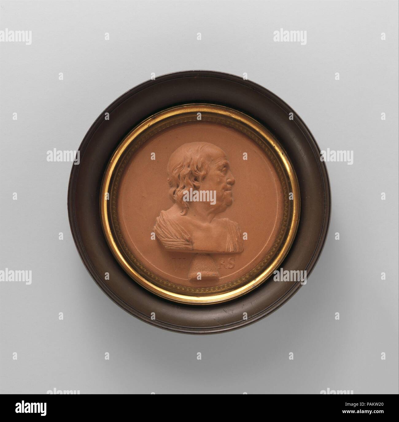 Plaque de Benjamin Franklin. Culture : le français. Dimensions : H. 4 1/16 in. (10,3 cm). Bouilloire : Jean Martin Renaud (Français, Sarreguemines 1746-1821 Paris). Date : ca. 1797. Musée : Metropolitan Museum of Art, New York, USA. Banque D'Images