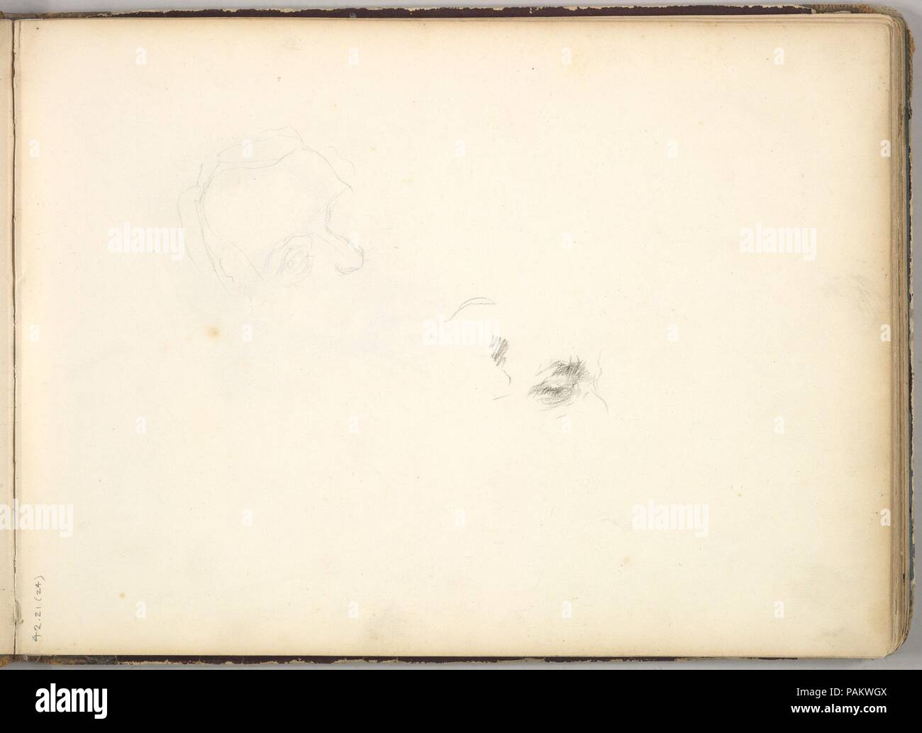 Des études préliminaires pour Portrait de William Makepeace Thackeray (dans carnet de croquis avec des dessins sur vingt-six feuilles). Artiste : Frédéric, Lord Leighton (British, Scarborough 1830-1896 Londres). Fiche Technique Dimensions : (page) : 7 7/8 x 10 7/8 in. (20 x 27,6 cm). Date : ca. 1855. Musée : Metropolitan Museum of Art, New York, USA. Banque D'Images