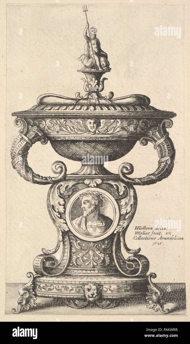 Deux traités cup. Artiste : Après Hans Holbein le Jeune (allemand, Augsbourg 1497/98-1543 London) ; Wenceslaus Hollar (Bohème, Prague 1607-1677 Londres). Fiche Technique : Dimensions : 6 × 3 9/16 13/16 in. (16,6 × 9,7 cm) coupe c. 4 x 3 mm. Series/portefeuille : l'un des dix plaques de motifs ornementaux après Hans Holbein ; voir Nouveau Hollstein (Hollar) 824-833.. Date : 1646. Musée : Metropolitan Museum of Art, New York, USA. Banque D'Images