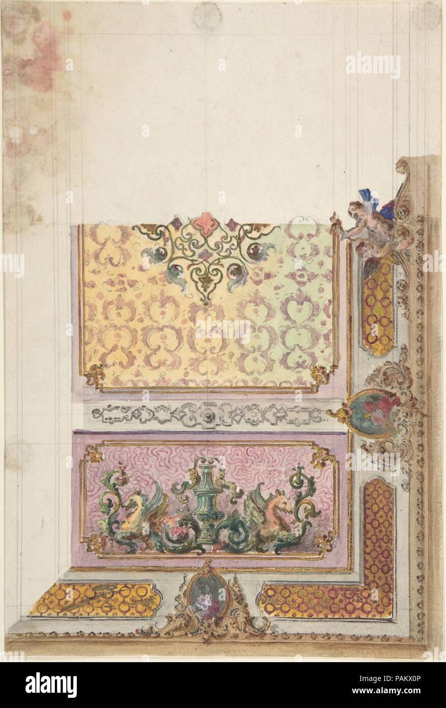 Conception d'un plafond peint. Artiste : Anonyme, Italien, 19e siècle. Date : 1800-1900. Musée : Metropolitan Museum of Art, New York, USA. Banque D'Images