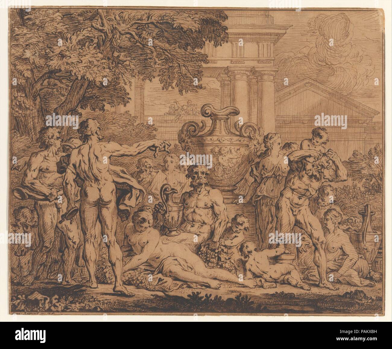 Bacchanal. Artiste : François Roëttiers (Français, Londres 1685-1742 Vienne). Dimensions : 9 13/16 x 12 in. (24,9 x 30,5 cm). Date : n.d.. Musée : Metropolitan Museum of Art, New York, USA. Banque D'Images