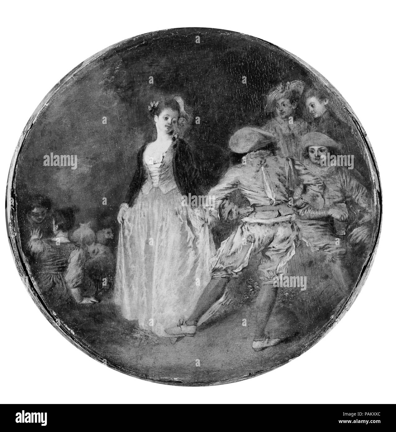 Le pays de la danse. Artiste : copie après Antoine Watteau (Français, fin du xviiie siècle). Dimensions : Diamètre 8 1/2 in. (21,6 cm). Musée : Metropolitan Museum of Art, New York, USA. Banque D'Images