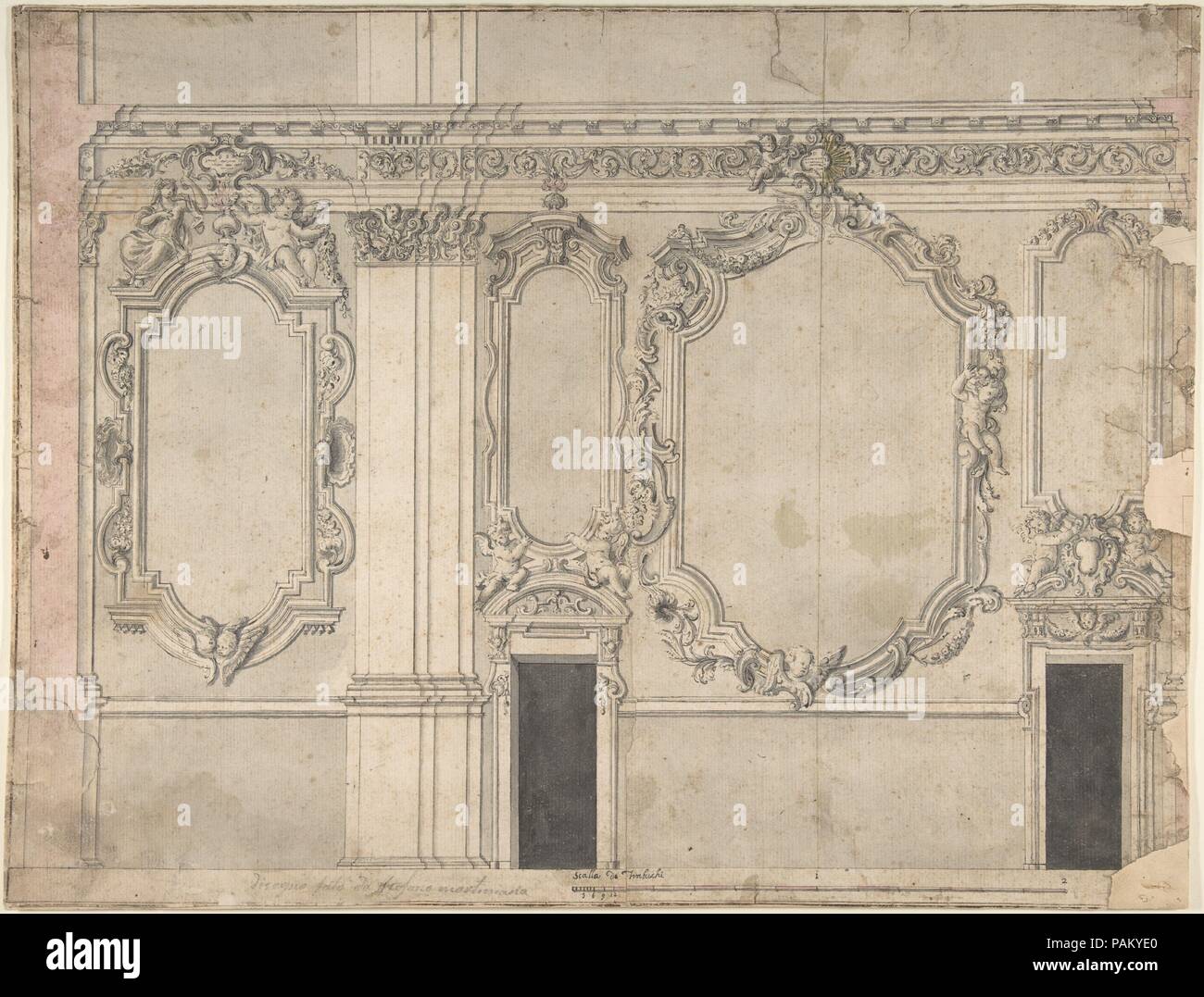 Conception pour un mur intérieur d'altitude. Artiste : Anonyme, italien, le Piémontais, 18ème siècle. Fiche technique : Dimensions : 13 3/4 x 18 1/16 in. (34,9 x 45,8 cm). Date : 1700-1780. Musée : Metropolitan Museum of Art, New York, USA. Banque D'Images