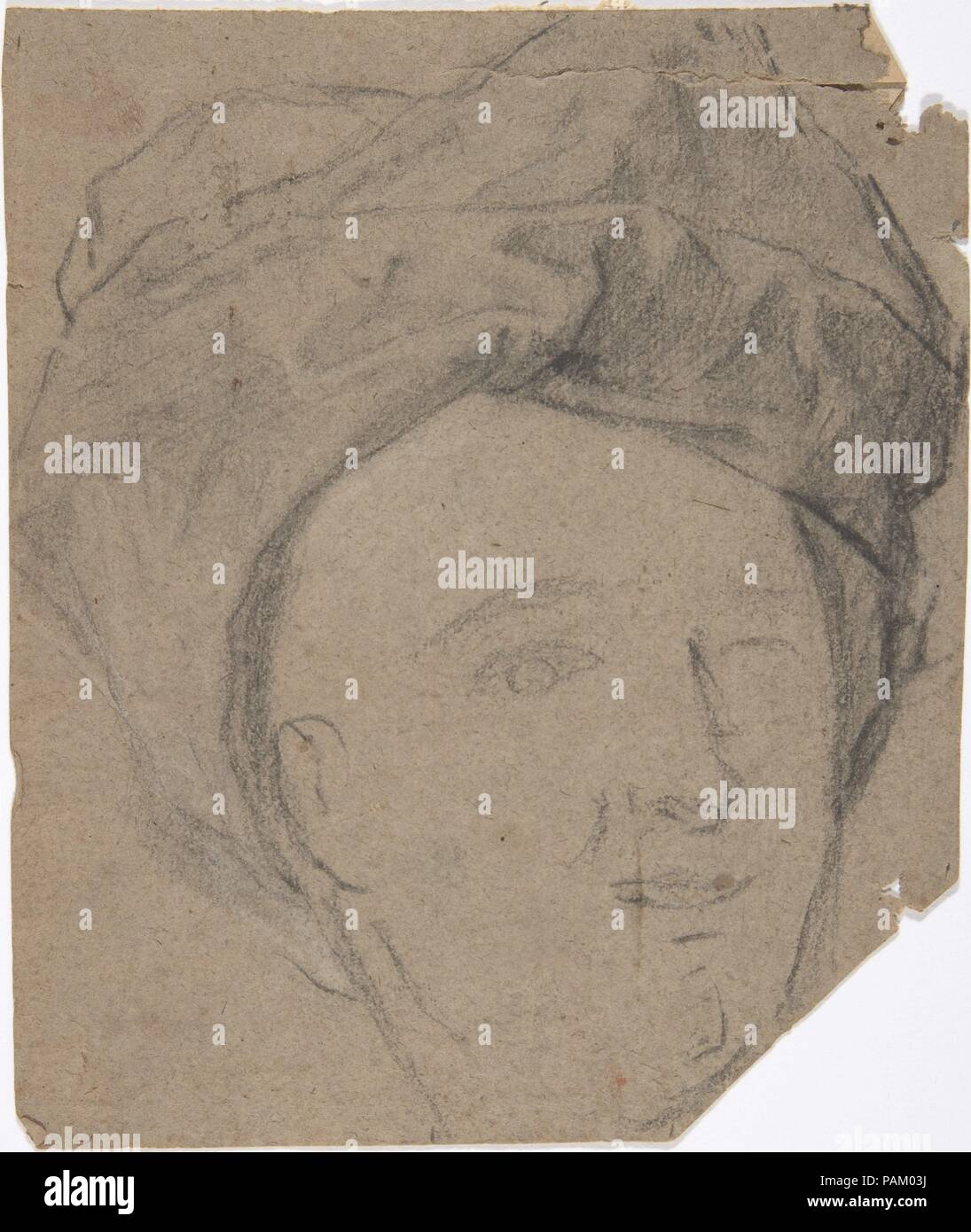 Croquis de l'homme en turban. Artiste : Anonymous, le français, 18e siècle. Dimensions : 6 1/2 x 5 1/2 in. (16,5 x 13,9 cm). Date : le 18e siècle. Musée : Metropolitan Museum of Art, New York, USA. Banque D'Images