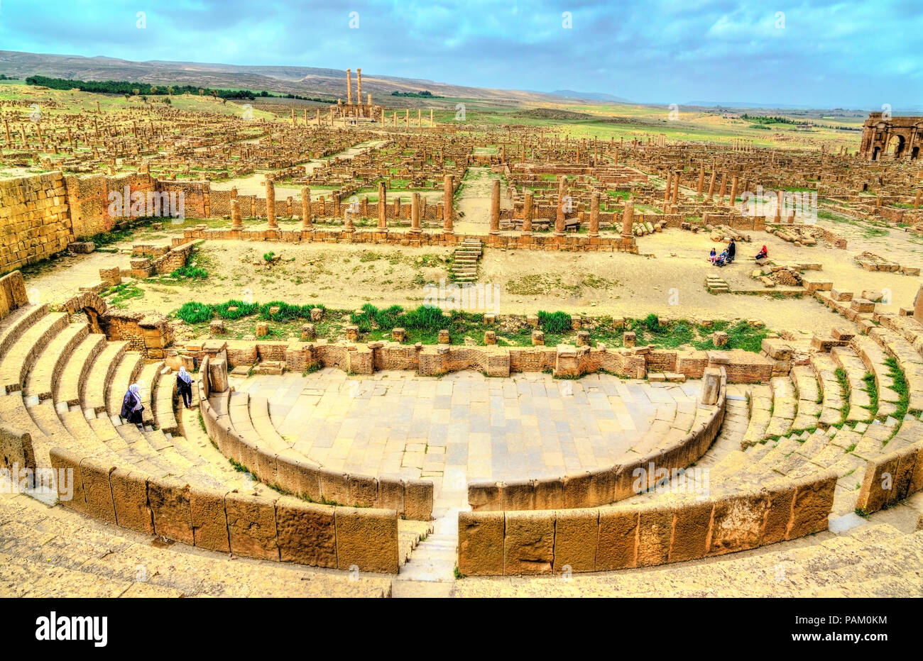 Timgad, ruines d'un Roman-Berber ville en Algérie. Banque D'Images