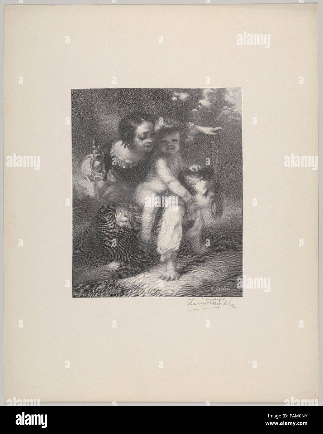 Leçon d'équitation. Artiste : Après Jean-François Millet (Gruchy, français 1814-1875) Barbizon ; gravé par Timothy Cole (Américain, Londres 1852-1931 Poughkeepsie, New York). Dimensions : Image : 6 × 5/16 5 3/16 in. (16 × 13,1 cm) : Feuille 12 x 9 9/16 in. (30,5 × 24,3 cm). Date : 1913. Musée : Metropolitan Museum of Art, New York, USA. Banque D'Images