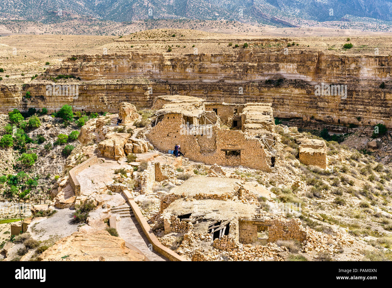 Ruines d'une maison berbère à Ghoufi Canyon en Algérie Banque D'Images