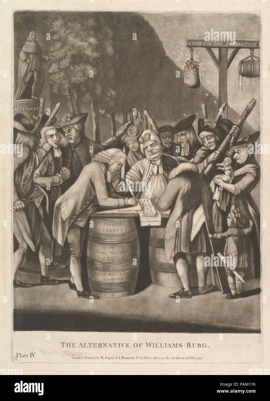 L'alternative de W.Illiams-Burg Artiste : attribué à Philip Dawe (British, 1745 ?- ?1809). Dimensions : Plateau : 14 x 10 in. (35,5 x 25,4 cm) : feuille 17 x 11 1/2 à 5/16. (44,5 x 28,7 cm). Editeur : R. Sayer et J. Bennett (Londres). Date : Février 16, 1775. Musée : Metropolitan Museum of Art, New York, USA. Banque D'Images