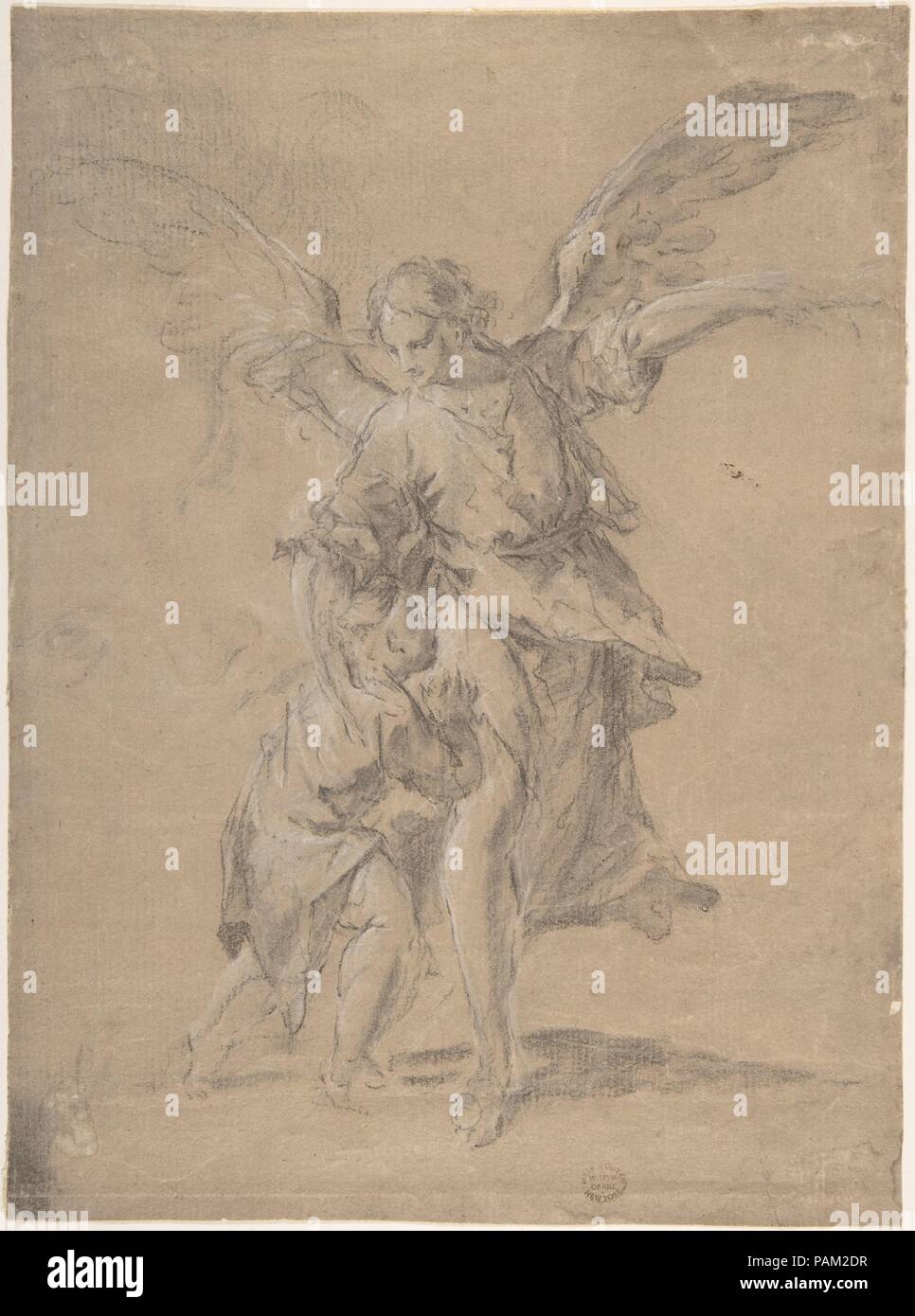 Tobias et l'ange. Artiste : anonyme, l'espagnol, 17ème siècle. Dimensions : 11-7/8 x 8-3/4 in. (30,2 x 22,2 cm). Date : le 17e siècle. Musée : Metropolitan Museum of Art, New York, USA. Banque D'Images