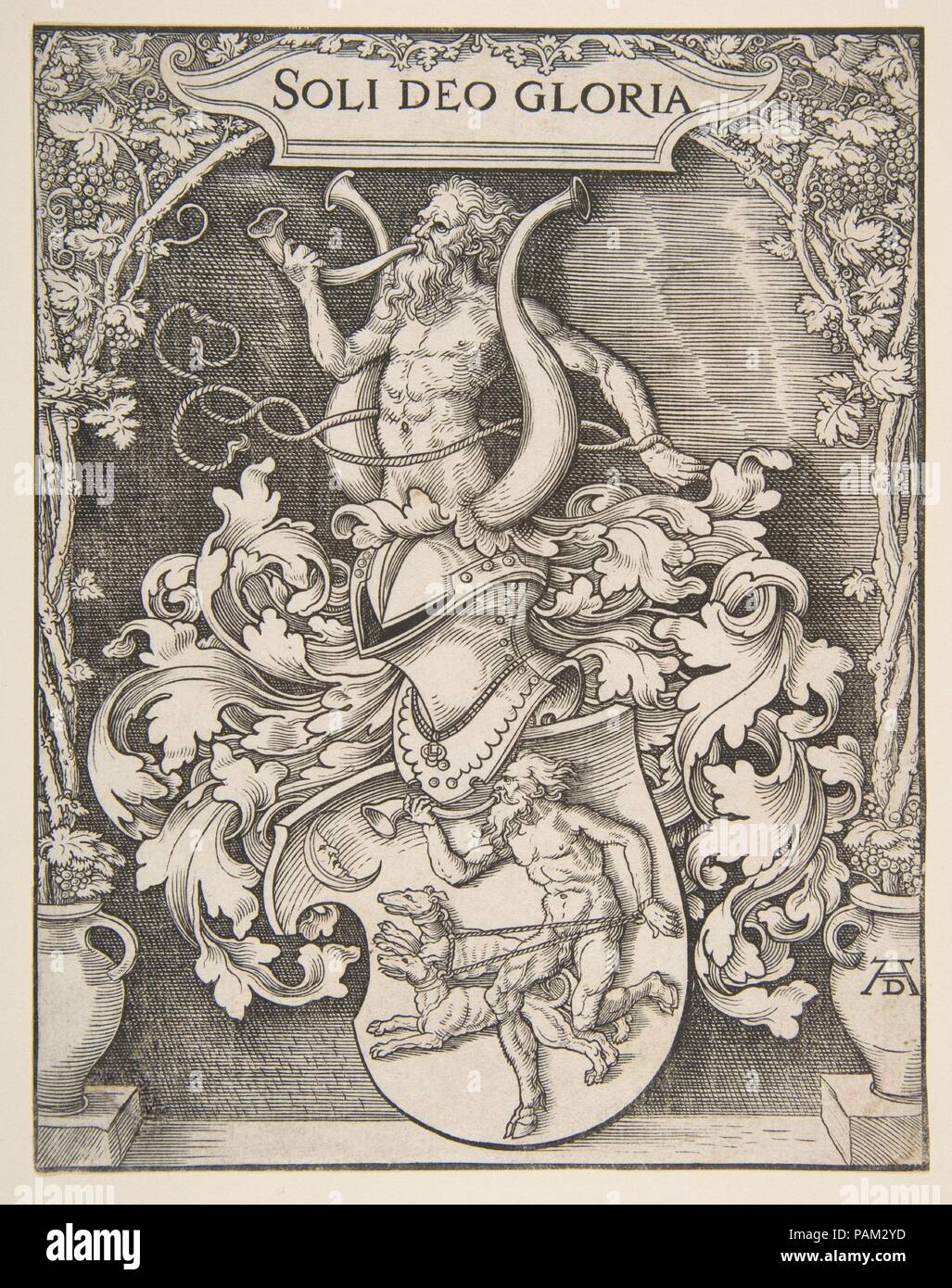Armoiries de Jean Tscherte. Artiste : Albrecht Dürer (Nuremberg, Allemagne Nuremberg 1471-1528). Fiche technique : Dimensions : 7 1/4 x 5 2/13 in. (18,4 x 14,4 cm). Date : n.d.. Musée : Metropolitan Museum of Art, New York, USA. Banque D'Images