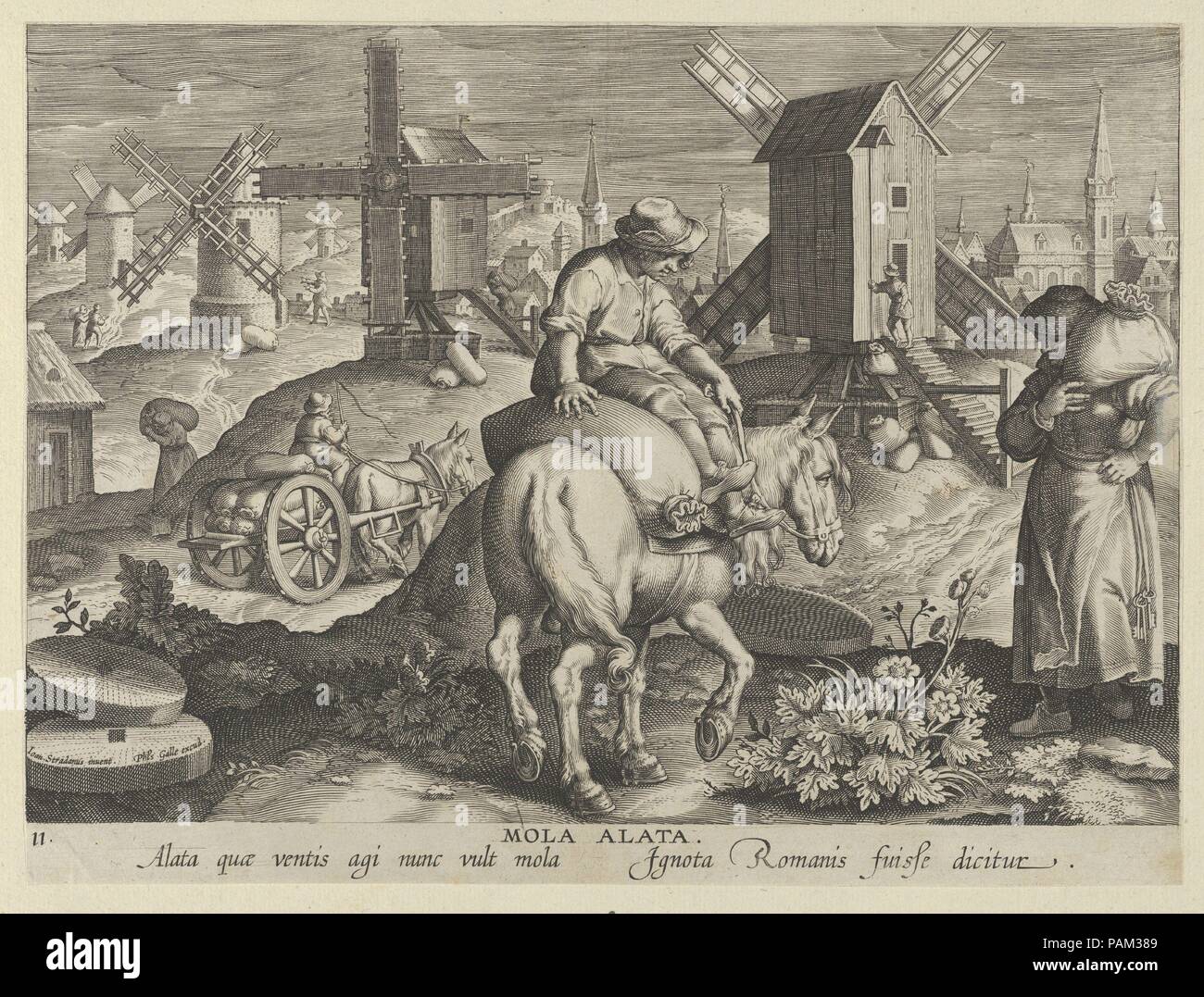 De nouvelles inventions des temps modernes [Nova Reperta], l'invention de l'éolienne, planche 11. Artiste : Jan Collaert I (Anvers, Russisch ca. Anvers 1530-1581) ; Après Jan van der Straet, appelé Stradanus (Bruges, Russisch 1523-1605 Florence). Fiche technique : Dimensions : 10 5/8 x 7 7/8 in. (27 x 20 cm). Editeur : Philips (Galle, Russisch Haarlem 1537-1612 Anvers). Date : ca. 1600. Onzième d'une série de la plaque d'impression intitulé Nova Reperta (nouvelles inventions des temps modernes) composé d'une page de titre et 19 planches, gravée par Jan Collaert JE, après Jan van der Straet, appelé Stradanus, et publier Banque D'Images