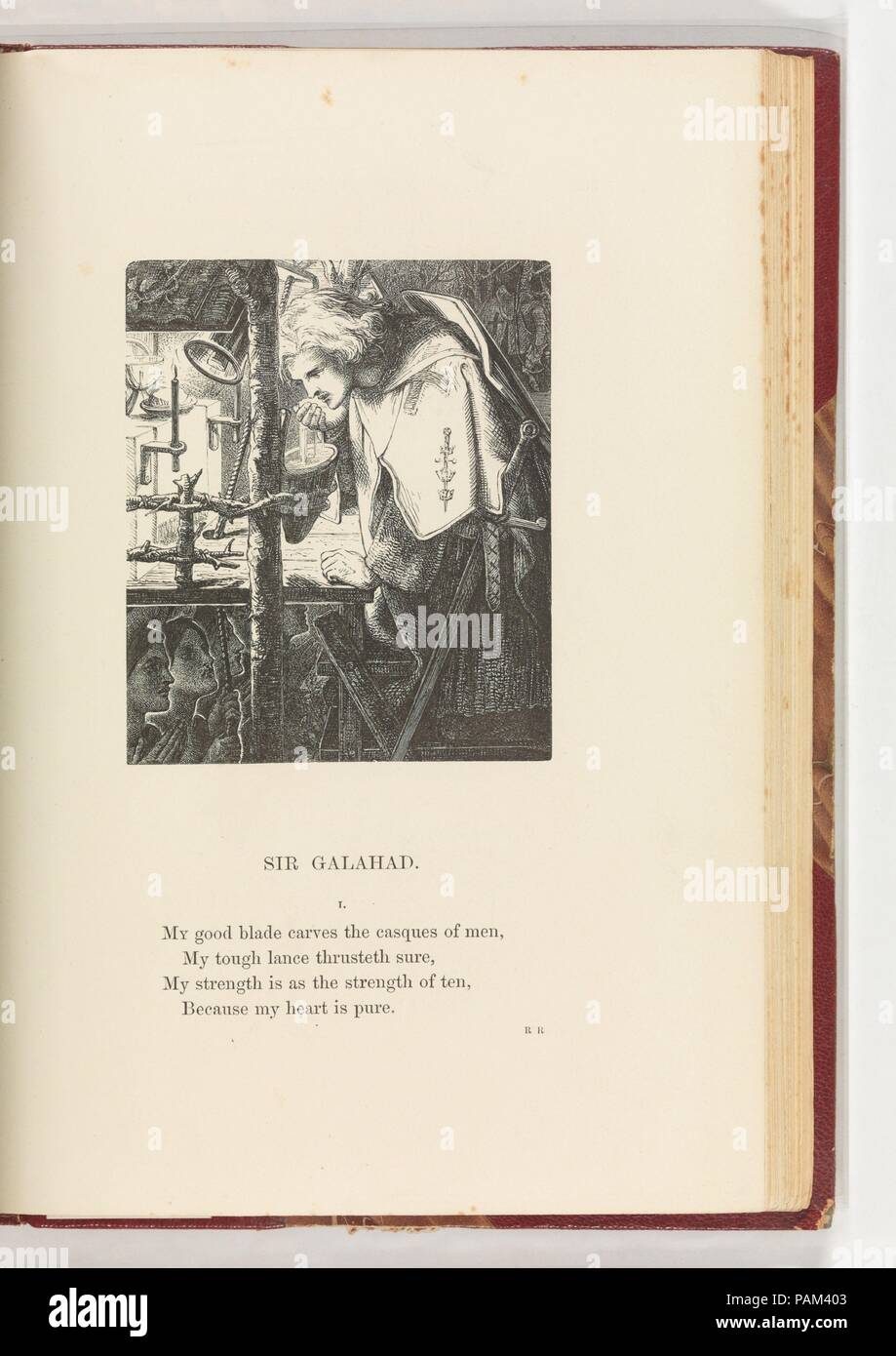 Des poèmes d'Alfred Tennyson. Auteur : Alfred Tennyson (British, Somersby, Lincolnshire 1809-1892 Surrey). Dédicataire : la reine Victoria (Colombie britannique, Londres 1819-1901 Île de Wight). Designer : frontispice d'un médaillon par Thomas Woolner (British, Hadleigh, Suffolk 1825-1892 Londres). Dimensions : 9 x 6 5/8 x 1 3/4 in. (22,9 x 16,8 x 4,4 cm). Graveur : Dalziel Brothers (britannique, active 1839-1893) ; William James Linton (britannique, Londres 1812-1897 New Haven, Connecticut) ; Frontispice gravé par Henry R. Robinson (britannique, active 1827-72) ; Thomas Williams (British, Colchester 1798-1862 après) ; John Thompso Banque D'Images