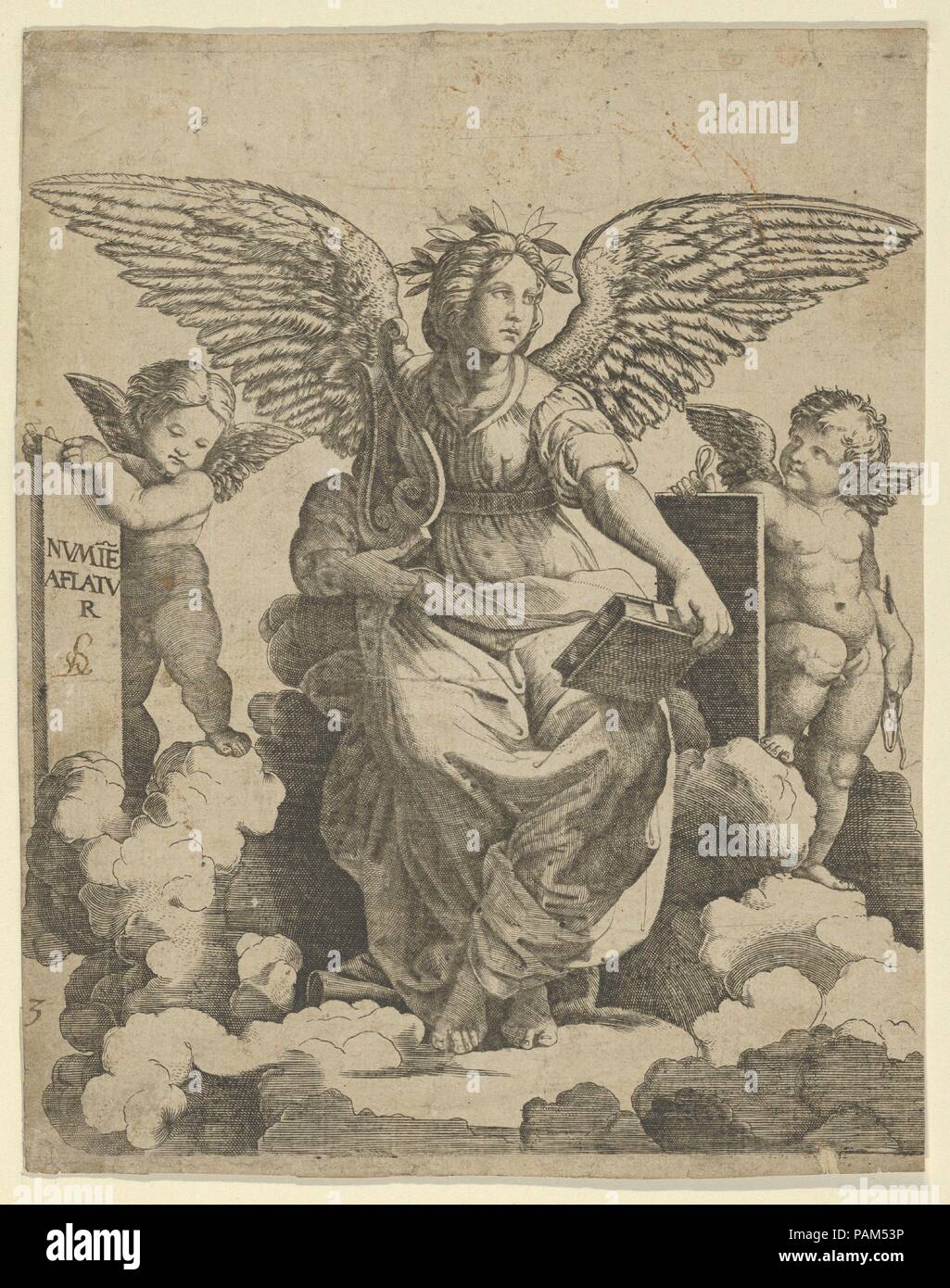 La poésie incarnée comme une femme ailée. Artiste : Après Raphael (Raffaello Sanzio ou Santi) (Italien, Urbino 1483-1520 Rome) ; Anonyme ; Après Marcantonio Raimondi (Italien, Argini ( ?) ca. 1480-avant 1534 Bologna ( ?)). Dimensions : 7 x 5 3/16 11/16 in. (18,3 x 14,5 cm). Date : ca. 1515-50. Musée : Metropolitan Museum of Art, New York, USA. Banque D'Images