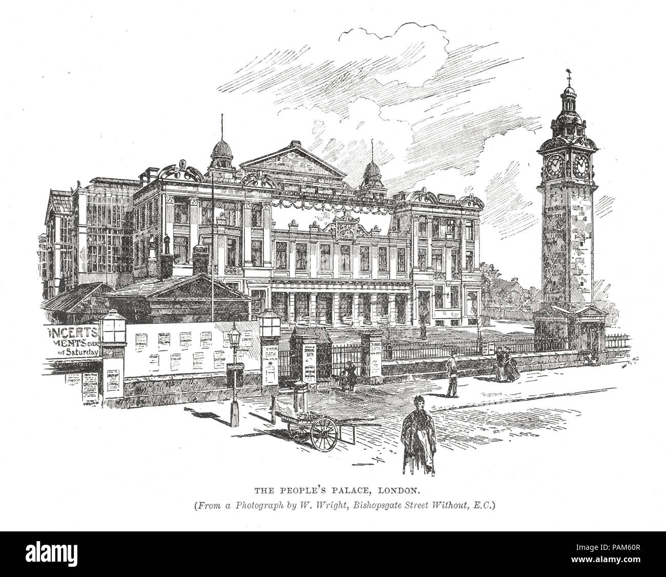 Le People's Palace, Mile End Road, Londres, Angleterre, 19e siècle sur le vieux Palais du Peuple Banque D'Images