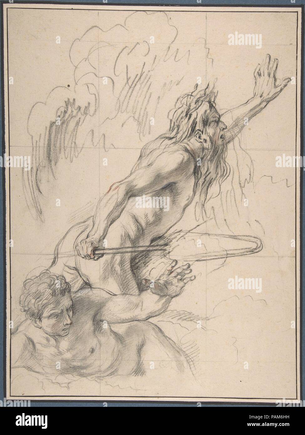 Dieu de la rivière et une autre figure masculine. Artiste : Charles Antoine Coypel (français, Paris 1694-1752 Paris). Dimensions : 14 x 10 7/16 11/16 in. (36,7 x 27,1 cm). Date : le 18e siècle. Musée : Metropolitan Museum of Art, New York, USA. Banque D'Images