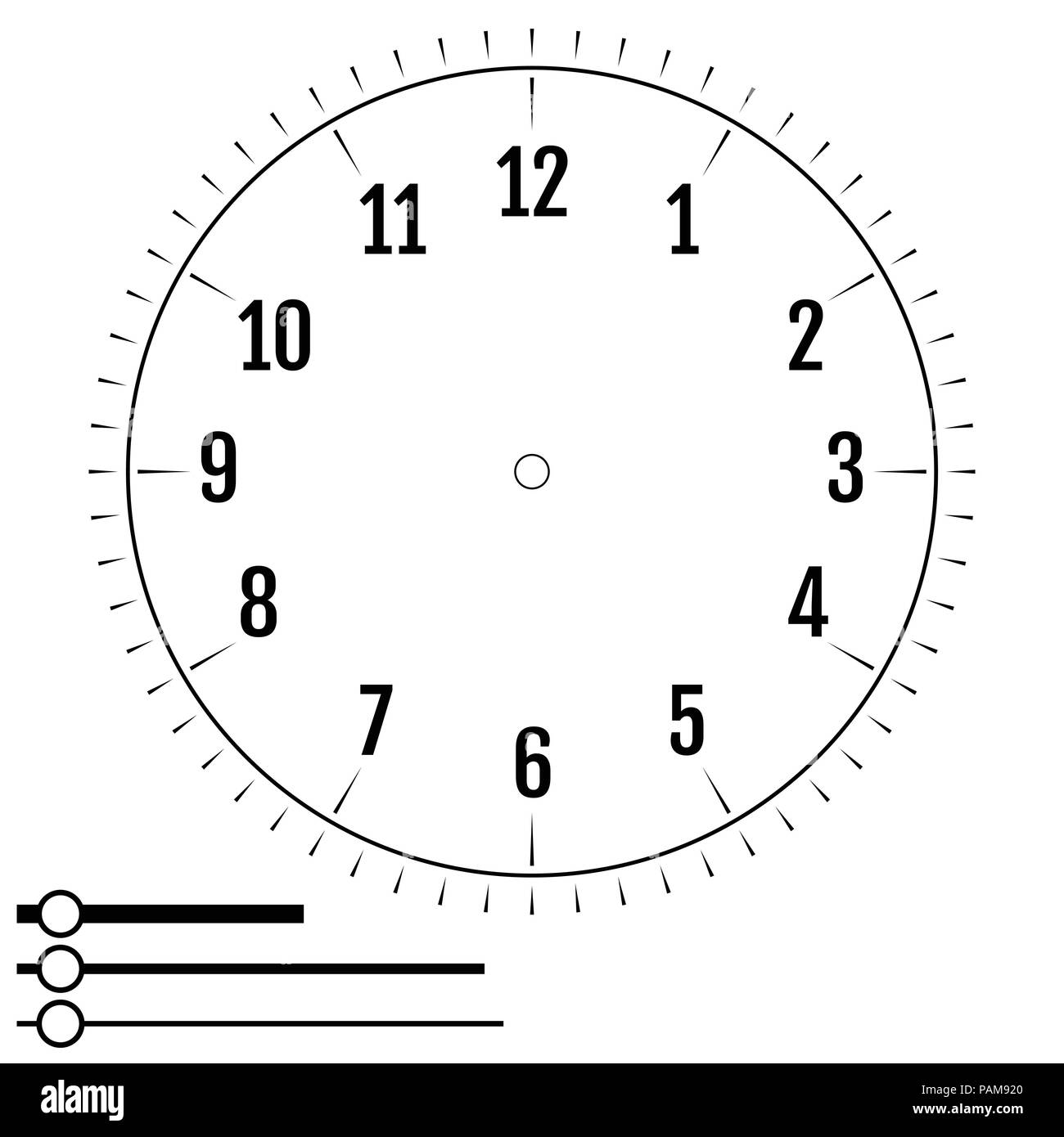 Horloge ronde. Design pour les hommes. Cadran d'affichage vierge de  mécanique, appareil électrique avec des chiffres pour mesurer le temps,  heures, minutes, secondes mains Image Vectorielle Stock - Alamy