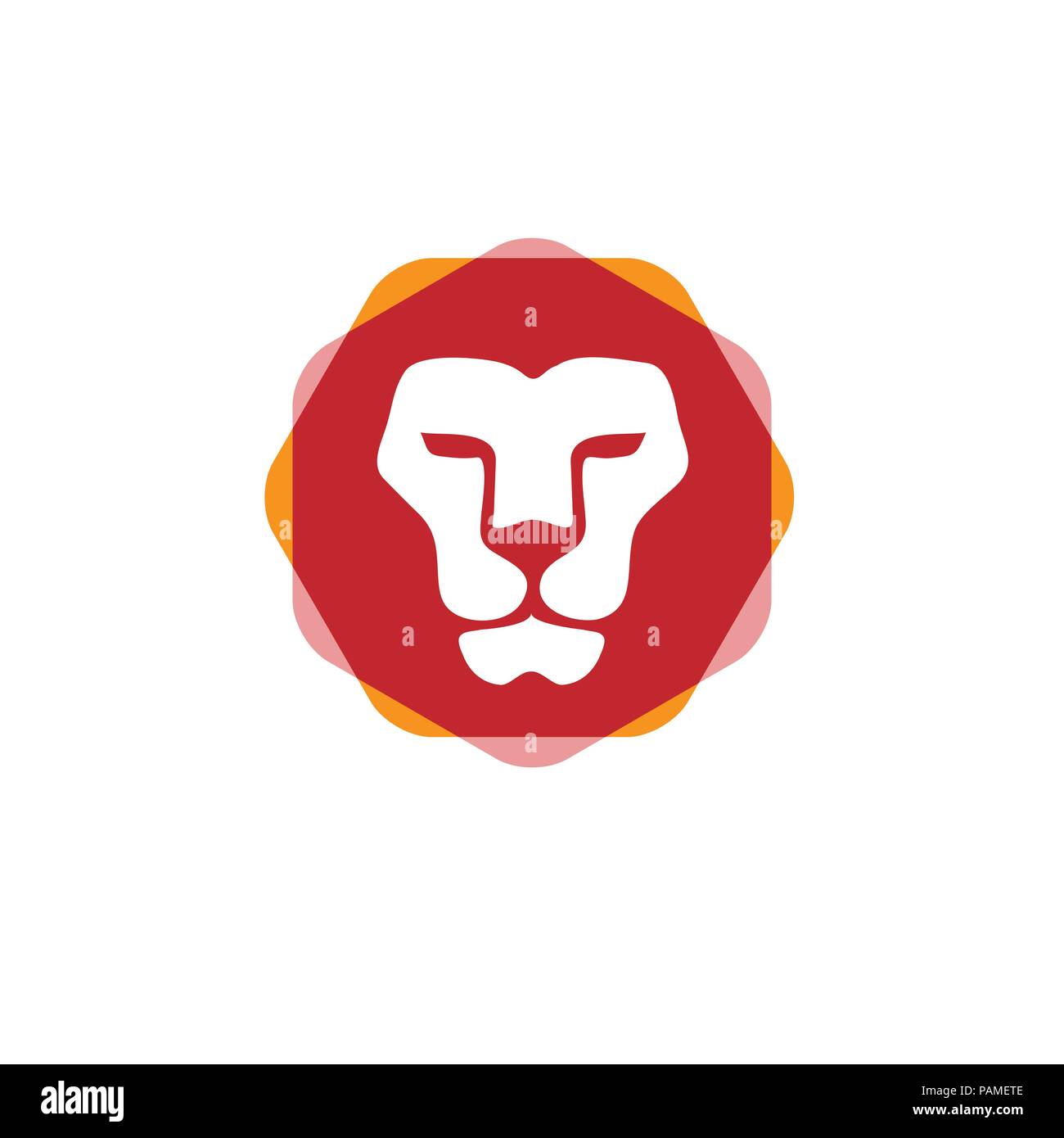 Tête de Lion créatif avec hexagone coloré vecteur vecteur- signer concept illustration. Logo tête de lion. Tête de lion sauvage illustration graphique. L'élément de conception Illustration de Vecteur