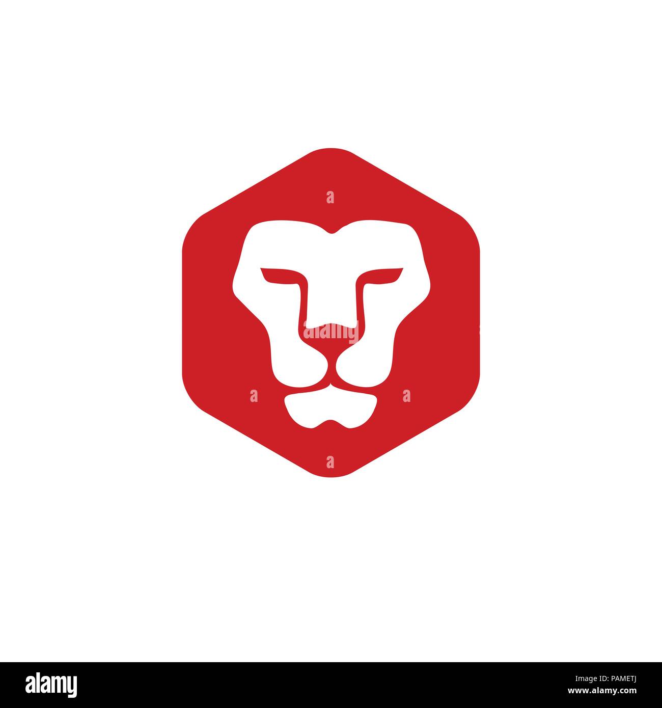 Tête de Lion créatif avec hexagon- vecteur vector sign concept illustration. Logo tête de lion. Tête de lion sauvage illustration graphique. L'élément de conception Illustration de Vecteur