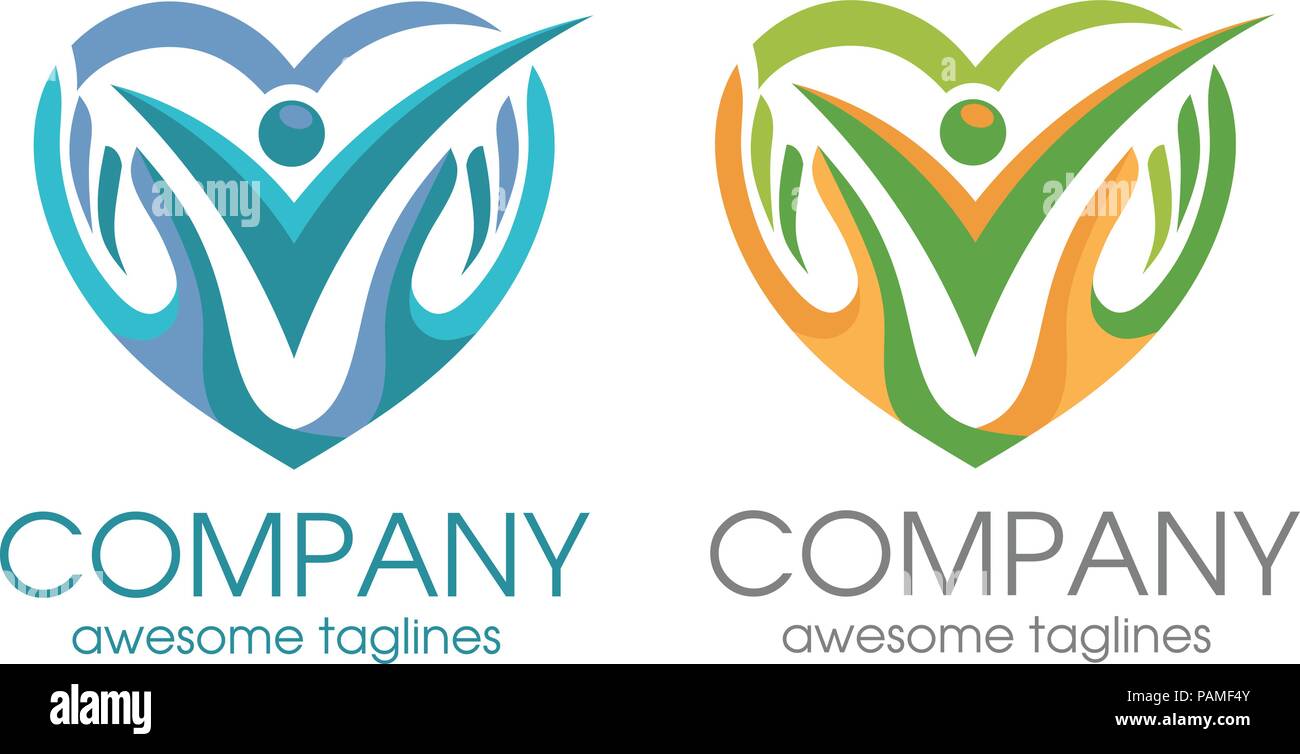 Les gens créatifs logo soins, l'amour humain et symbole main modèle logo Vector Illustration de Vecteur