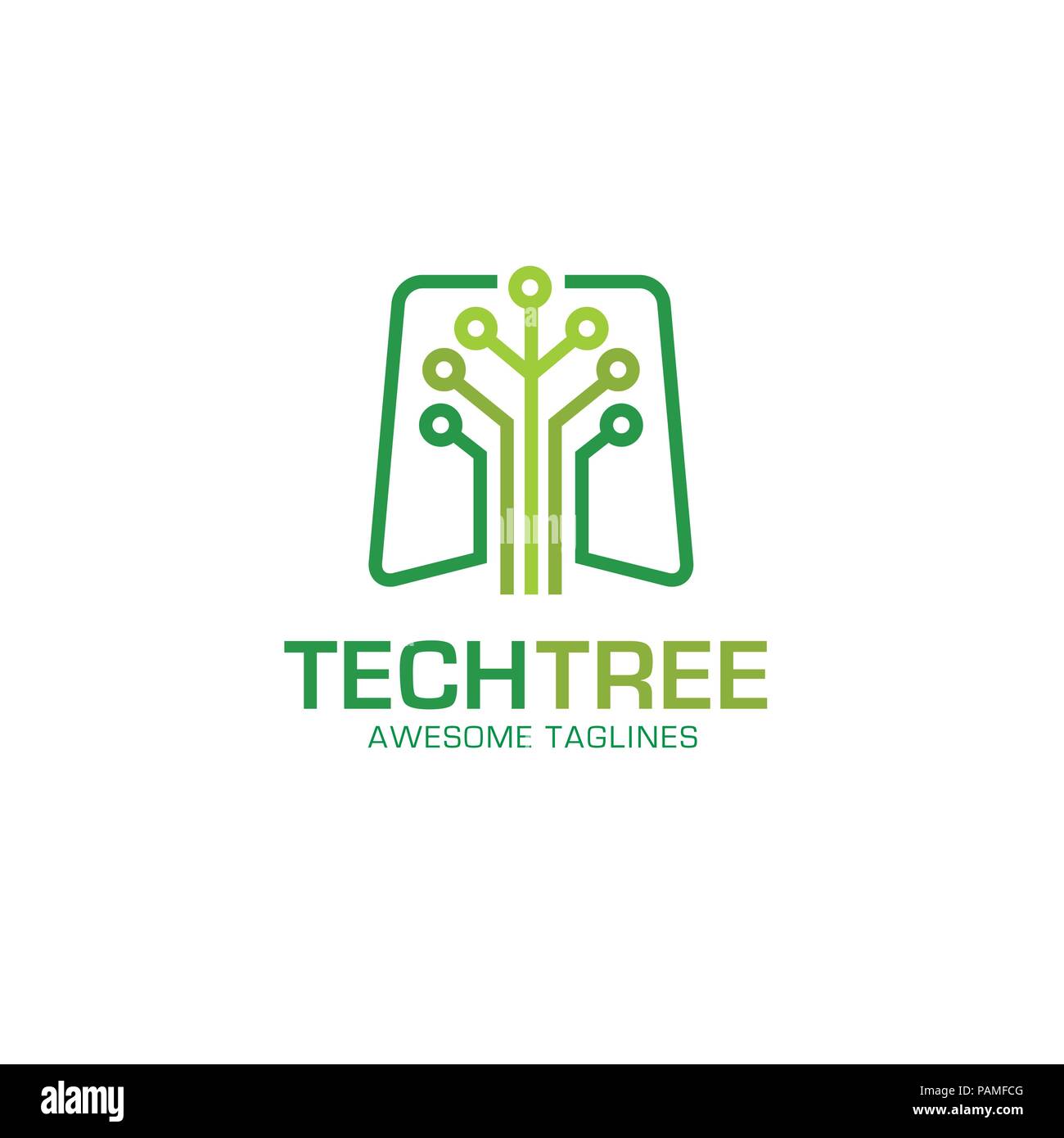 Arbre technologique- concept logo logo vector concept illustration logo réseau vert. signe. Logo de la technologie de l'ordinateur. Logo Vector modèle. Illustration de Vecteur