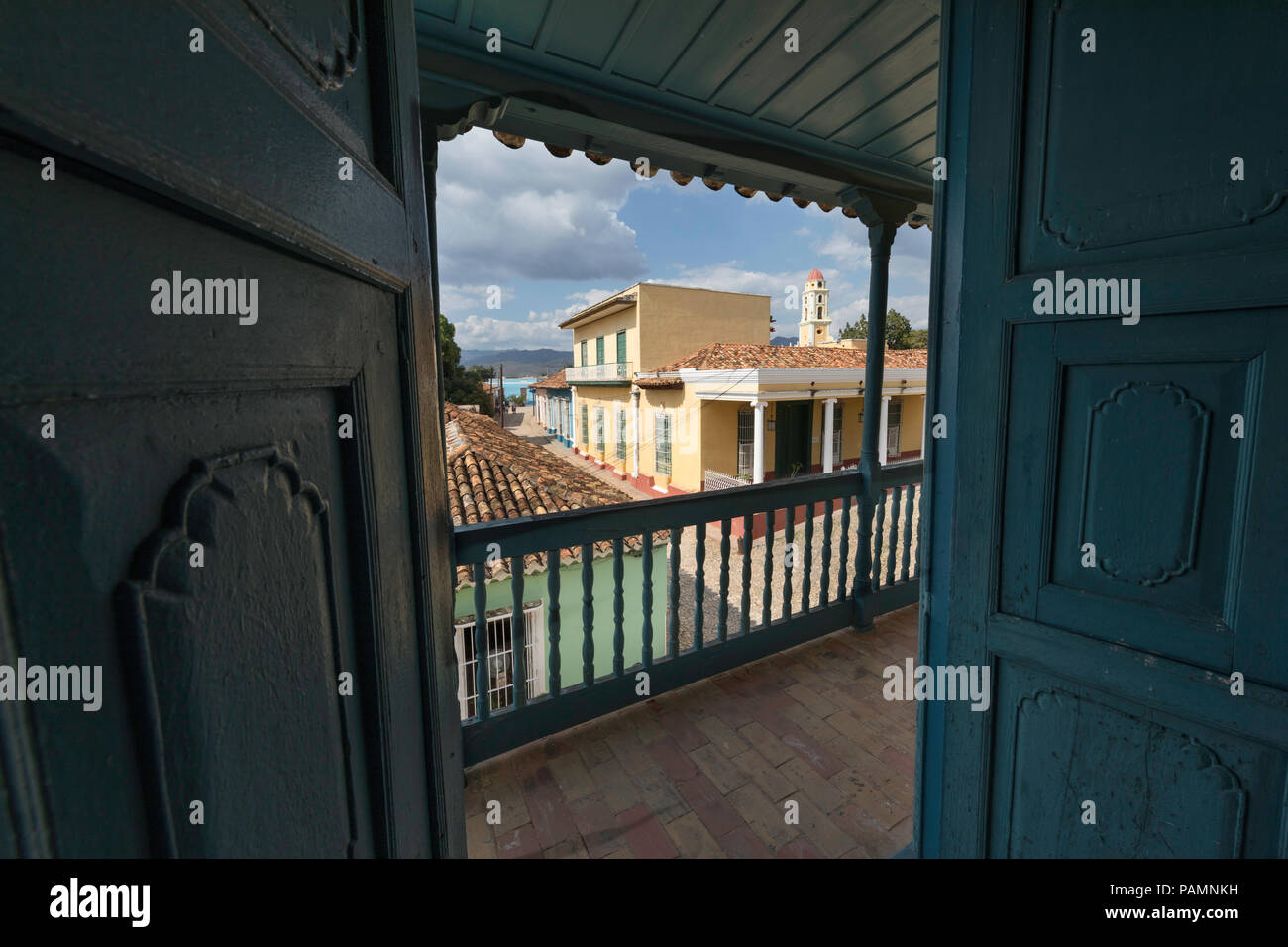 Une vue de la Plaza Mayor dans le site du patrimoine mondial de l'Unesco ville de Trinidad, Cuba. Banque D'Images