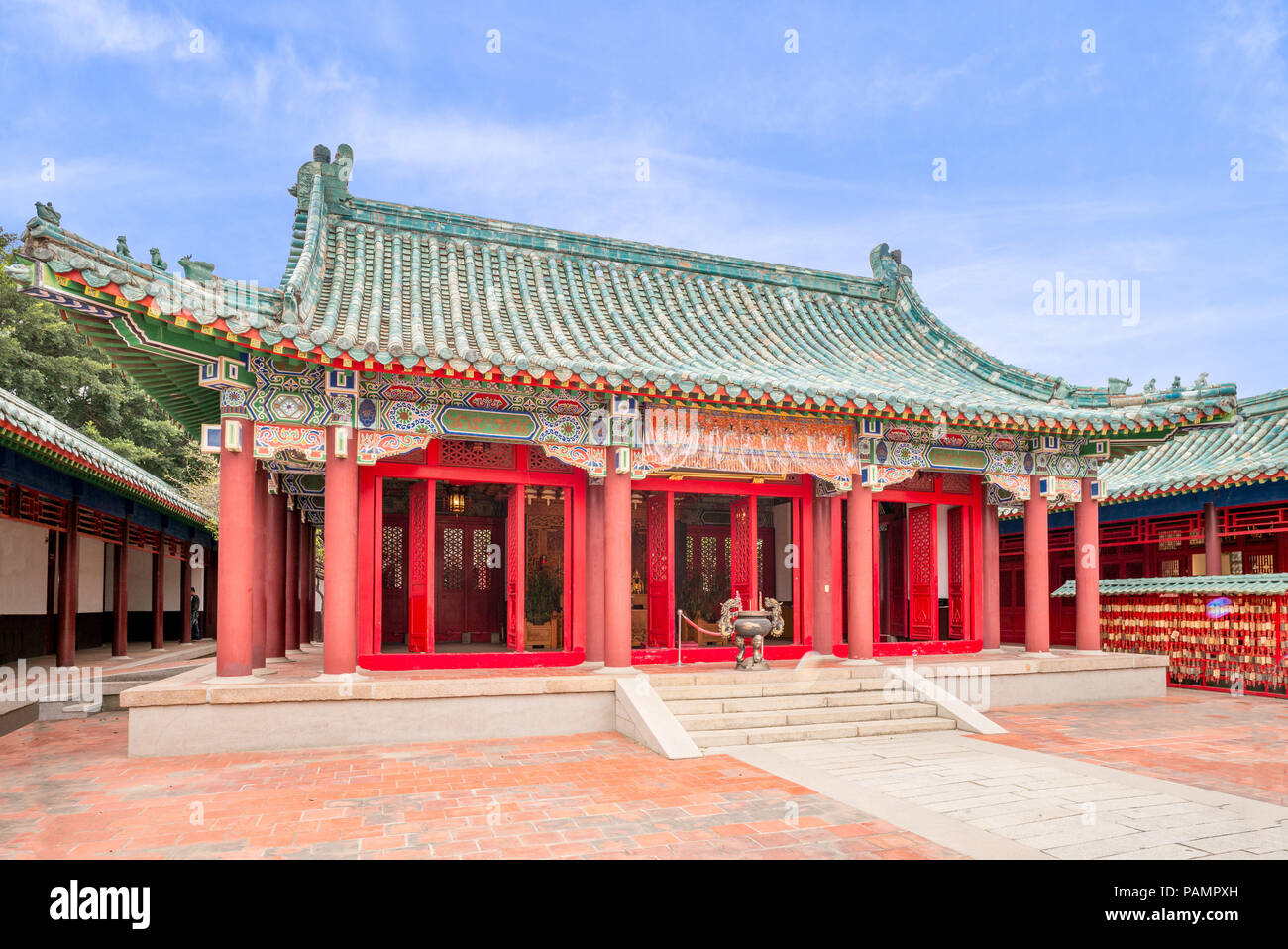 Vue sur la façade du temple Koxinga à Tainan, Taiwan Banque D'Images