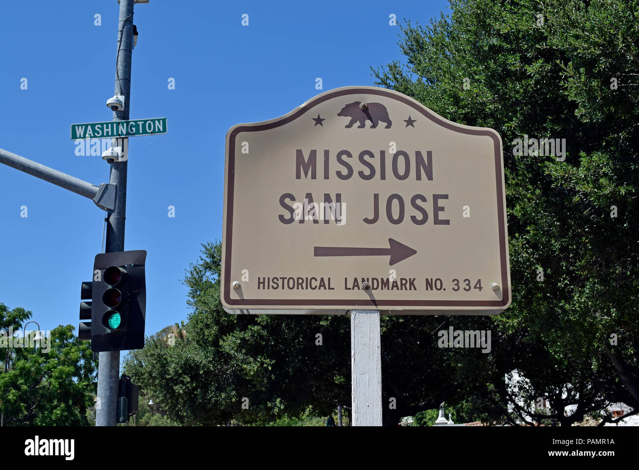 Mission San Jose Historical Landmark NO 334 Sign, Fremont, Californie Banque D'Images