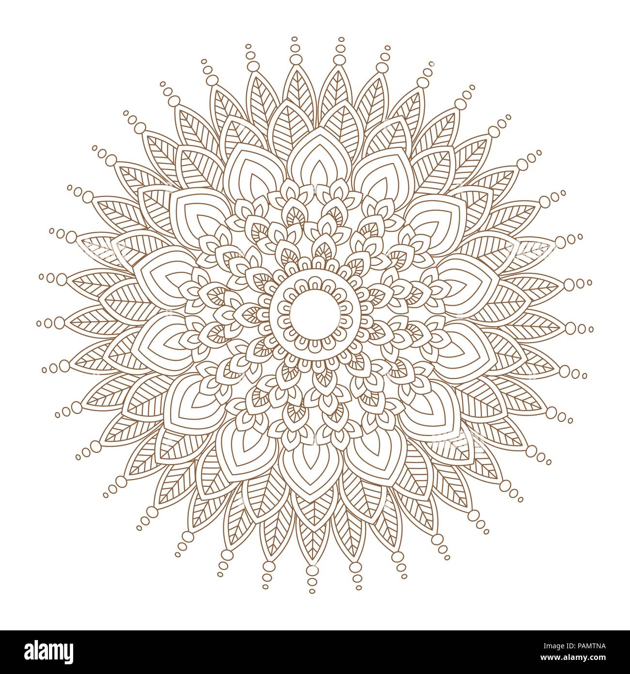 Mandala fleur illustration vectorielle. Motif Oriental, affiche des éléments décoratifs. Ornement motif floral ronde. L'élément de conception dans le style Mehndi indien. Vector illustration Illustration de Vecteur