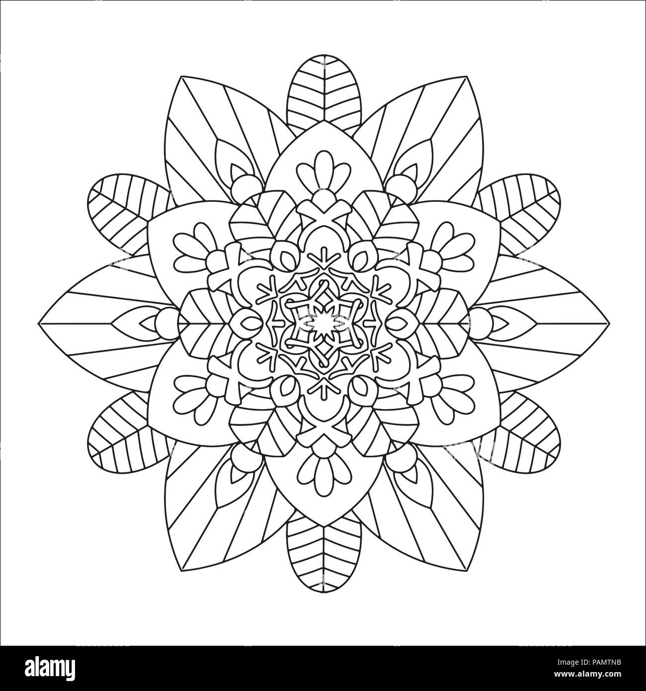 Mandala fleur illustration vectorielle. Motif Oriental, affiche des éléments décoratifs. L'Islam, Arabe, Indienne, marocaine, turque de motifs ottomans. Coloriage Illustration de Vecteur