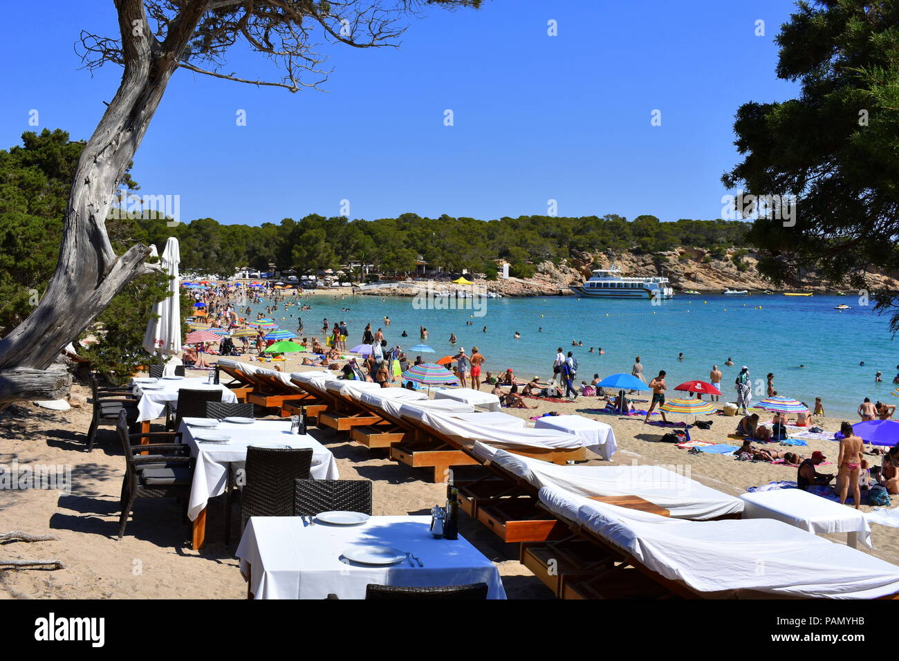 La plage de Cala Bassa, Ibiza, Espagne Photo Stock - Alamy